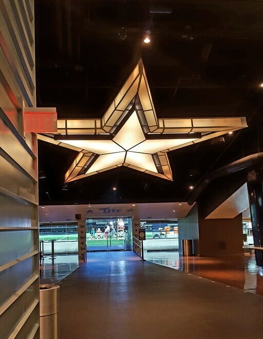 Big lit up star at the Miller Lite Club at AT&T Stadium